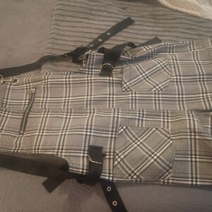 Plaid Overall Dress with Black Straps